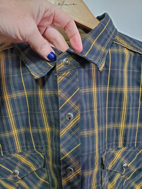 KUHL Eluxur Long Sleeve Pearl Snap Button Down Shirt Black Gold Men's Medium - Picture 3 of 16